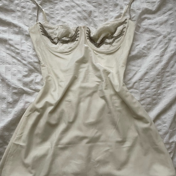 House of CB "Grace" Ivory Embellished Mini Dress - Picture 7 of 9